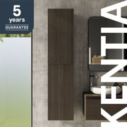 GoodHome Kentia Brown Walnut Veneer Bathroom Double Wall Cabinet (H)150Cm (W)35Cm - thumbnail 9