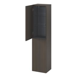 GoodHome Kentia Brown Walnut Veneer Bathroom Double Wall Cabinet (H)150Cm (W)35Cm - thumbnail 3