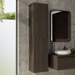 GoodHome Kentia Brown Walnut Veneer Bathroom Double Wall Cabinet (H)150Cm (W)35Cm - thumbnail 5