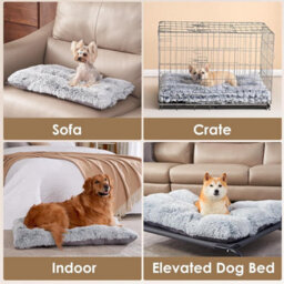 Light Grey Dog Bed Soft Pet Cushion Large Dog Crate Puppy Cat Washable Pad Mat Size M - thumbnail 3