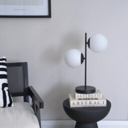 Valuelights Jas Black 2 Way Table Lamp With White Frosted Glass Globe Shades - Led Bulbs Included - thumbnail 3