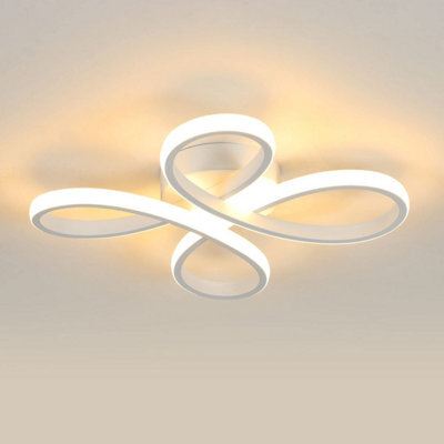 Pheashine White Flower-Shaped Led Ceiling Light, 30W 3500Lm 3500K Warm White With Acrylic Shade - image 1