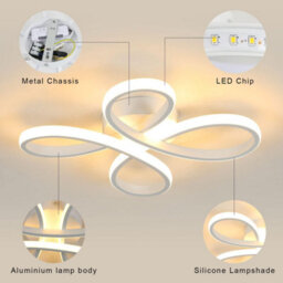 Pheashine White Flower-Shaped Led Ceiling Light, 30W 3500Lm 3500K Warm White With Acrylic Shade - thumbnail 5