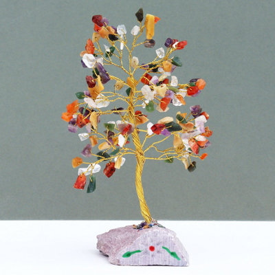 Serenityy Multi-Gem Gemstone Tree With 160 Stones, Mounted On Gemstone Rock Base - Handmade Decorative Figurine - image 1