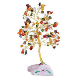 Serenityy Multi-Gem Gemstone Tree With 160 Stones, Mounted On Gemstone Rock Base - Handmade Decorative Figurine - thumbnail 2