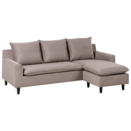 Beliani Corner Sofa 3 Seater Elvenes Velvet Taupe Left Hand - thumbnail 4