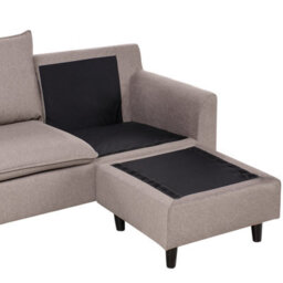 Beliani Corner Sofa 3 Seater Elvenes Velvet Taupe Left Hand - thumbnail 8