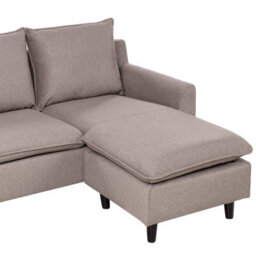 Beliani Corner Sofa 3 Seater Elvenes Velvet Taupe Left Hand - thumbnail 7