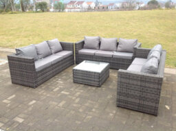 Fimous Outdoor Rattan Garden Furniture Lounge Sofa Set With Square Coffee Table - thumbnail 3
