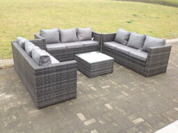 Fimous Outdoor Rattan Garden Furniture Lounge Sofa Set With Square Coffee Table - thumbnail 4