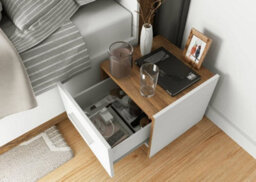 Arte Dentro Bedside Cabinet  (H)350mm (W)400mm (D)400mm Right Side - White Matt & Oak Sterling - thumbnail 2