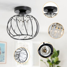 Pheashine Ceiling Lights ,modern Crystal Flush Mount Ceiling Light ,e27 Black Metal For Kitchen Hallway Living Room - thumbnail 4