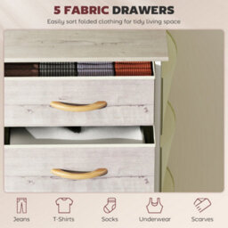 Homcom Fabric Chest Of Drawers, 5 Drawer Dresser For Bedroom, Natural Wood - thumbnail 4