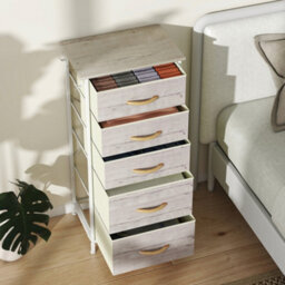 Homcom Fabric Chest Of Drawers, 5 Drawer Dresser For Bedroom, Natural Wood - thumbnail 8