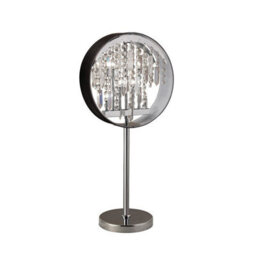 Luminosa Lighting Luminosa Geo Table Lamp Black Shade 7 Light G4 Polished Chrome/crystal, Not Led/cfl Compatible