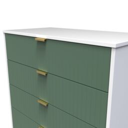 Linear Ready Assembled Matt Green & White No Effect 5 Drawer Wide Chest (H)1075mm (W)765mm (D)415mm - thumbnail 4