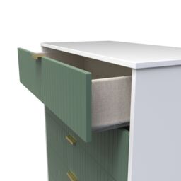 Linear Ready Assembled Matt Green & White No Effect 5 Drawer Wide Chest (H)1075mm (W)765mm (D)415mm - thumbnail 5