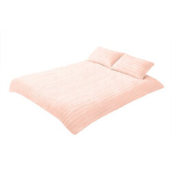 Thehotsale Jade Pink Striped Oversized Bedding Set With Rabbit Fur-Like Plush Fabric (Three-Piece Set)