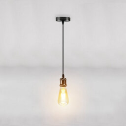 1M Black Pendant Light Holder  Shiny Finish Hanging Lamp Fitting - thumbnail 4