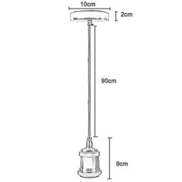 1M Black Pendant Light Holder  Shiny Finish Hanging Lamp Fitting - thumbnail 2