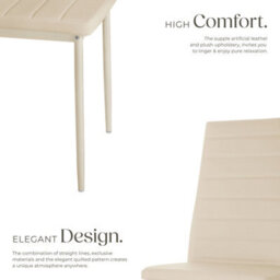 Tectake Set Of 6 Dining Chairs - High Backrest, Padded, Synthetic Leather   - Beige - thumbnail 3