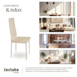 Tectake Set Of 6 Dining Chairs - High Backrest, Padded, Synthetic Leather   - Beige - thumbnail 7
