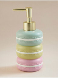 Biznest Macaroon Stacked Multicolour Soap Dispenser Gold Pump Bathroom Liquid Holder Polyresin Storage Container White Line 17X7Cm - thumbnail 1