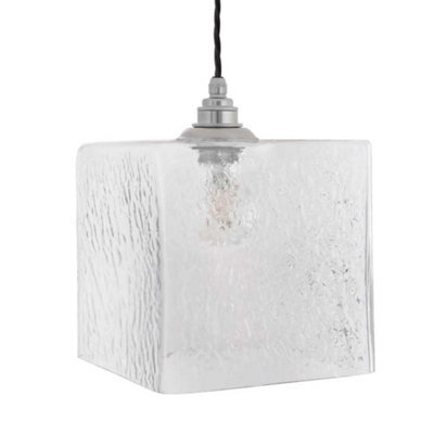 Montagu Dappled Glass Pendant Light - Nickel - Se Home