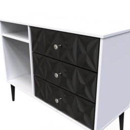 Toledo 3 Drawer Tv Unit In Deep Black & White (Ready Assembled) - thumbnail 4