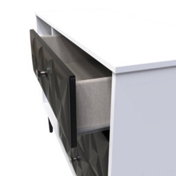 Toledo 3 Drawer Tv Unit In Deep Black & White (Ready Assembled) - thumbnail 5