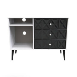 Toledo 3 Drawer Tv Unit In Deep Black & White (Ready Assembled) - thumbnail 1