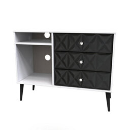 Toledo 3 Drawer Tv Unit In Deep Black & White (Ready Assembled) - thumbnail 3