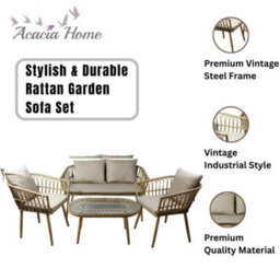 Four Piece Rattan Garden Set - Table, Sofa And 2 Chairs - thumbnail 2