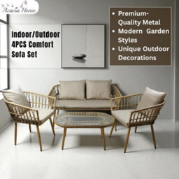 Four Piece Rattan Garden Set - Table, Sofa And 2 Chairs - thumbnail 3