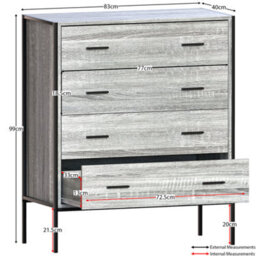 Lassic Vida Designs Brooklyn Grey 4 Drawer Chest (H)990mm (W)830mm (D)400mm - thumbnail 2