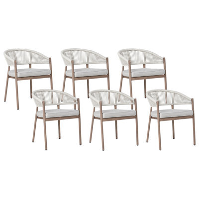 Beliani Set Of 6 Garden Chairs With Cushions Flavia Metal White - image 1