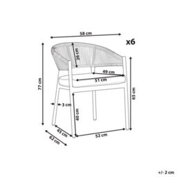 Beliani Set Of 6 Garden Chairs With Cushions Flavia Metal White - thumbnail 3