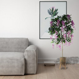 Pegdev - Pdl 150Cm Artificial Light Pink Wisteria Tree With Realistic Foliage In Rustic Fibreglass Planter For Indoor Display - thumbnail 4