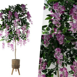 Pegdev - Pdl 150Cm Artificial Light Pink Wisteria Tree With Realistic Foliage In Rustic Fibreglass Planter For Indoor Display - thumbnail 5