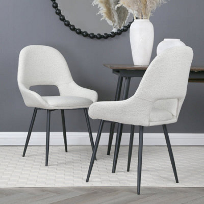 Pebble Upholstered Dining Chairs In Premium Textured Linen Set Of 2 Cream - image 1