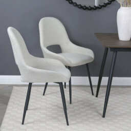 Pebble Upholstered Dining Chairs In Premium Textured Linen Set Of 2 Cream - thumbnail 2