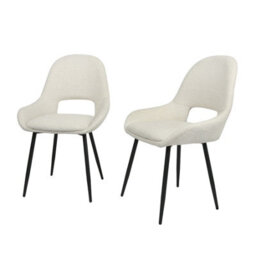 Pebble Upholstered Dining Chairs In Premium Textured Linen Set Of 2 Cream - thumbnail 5