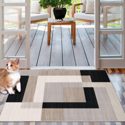 Ameha Area Rugs Bedroom Small Bedside Mat 60X110 Cm Anti Slip Modern Carpet Geometric Style Durable Soft Entrance Rug (Milo Neutral) - thumbnail 7