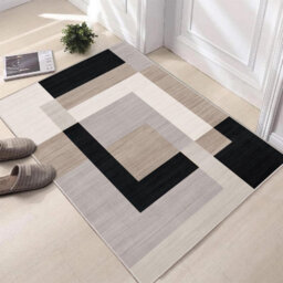 Ameha Area Rugs Bedroom Small Bedside Mat 60X110 Cm Anti Slip Modern Carpet Geometric Style Durable Soft Entrance Rug (Milo Neutral) - thumbnail 4
