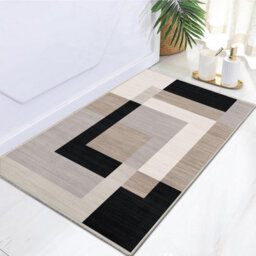 Ameha Area Rugs Bedroom Small Bedside Mat 60X110 Cm Anti Slip Modern Carpet Geometric Style Durable Soft Entrance Rug (Milo Neutral) - thumbnail 8