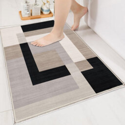 Ameha Area Rugs Bedroom Small Bedside Mat 60X110 Cm Anti Slip Modern Carpet Geometric Style Durable Soft Entrance Rug (Milo Neutral) - thumbnail 9