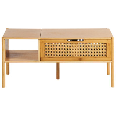 Wyld And Coco Boho Lift-Top Coffee Table In Bamboo And Rattan, 99 X 48 Cm, With Hidden Storage - image 1
