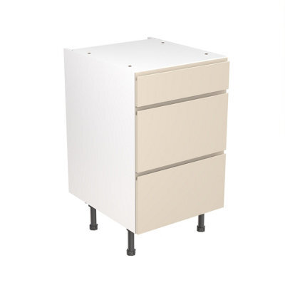 Kitchen Kit 3 Drawer Base Unit 500mm W/ J-Pull Cabinet Door - Ultra Matt Cashmere - image 1