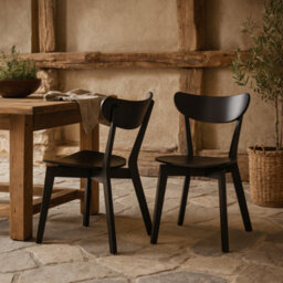 Wyld Haus Set Of 2 Black Wooden Dining Chairs - Scandinavian Dining Chairs