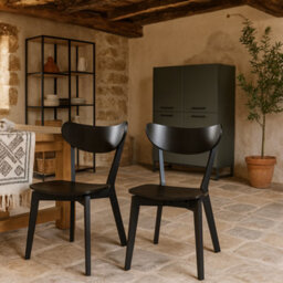 Wyld Haus Set Of 2 Black Wooden Dining Chairs - Scandinavian Dining Chairs - thumbnail 2
